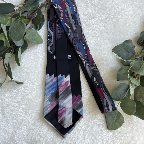 Zylos by George Machado Watercolor and Geometric Print Tie - Picture 7 of 9